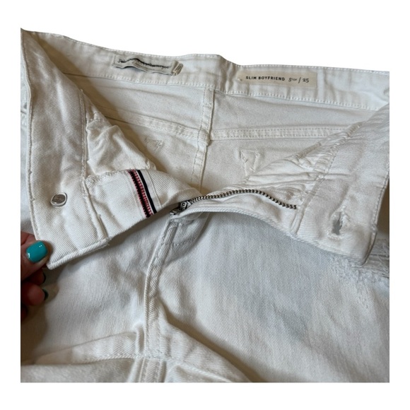 Pilcro And The Letterpress White Slim Boyfriend Rolled Cuff Denim Short Size 25 - Picture 7 of 9